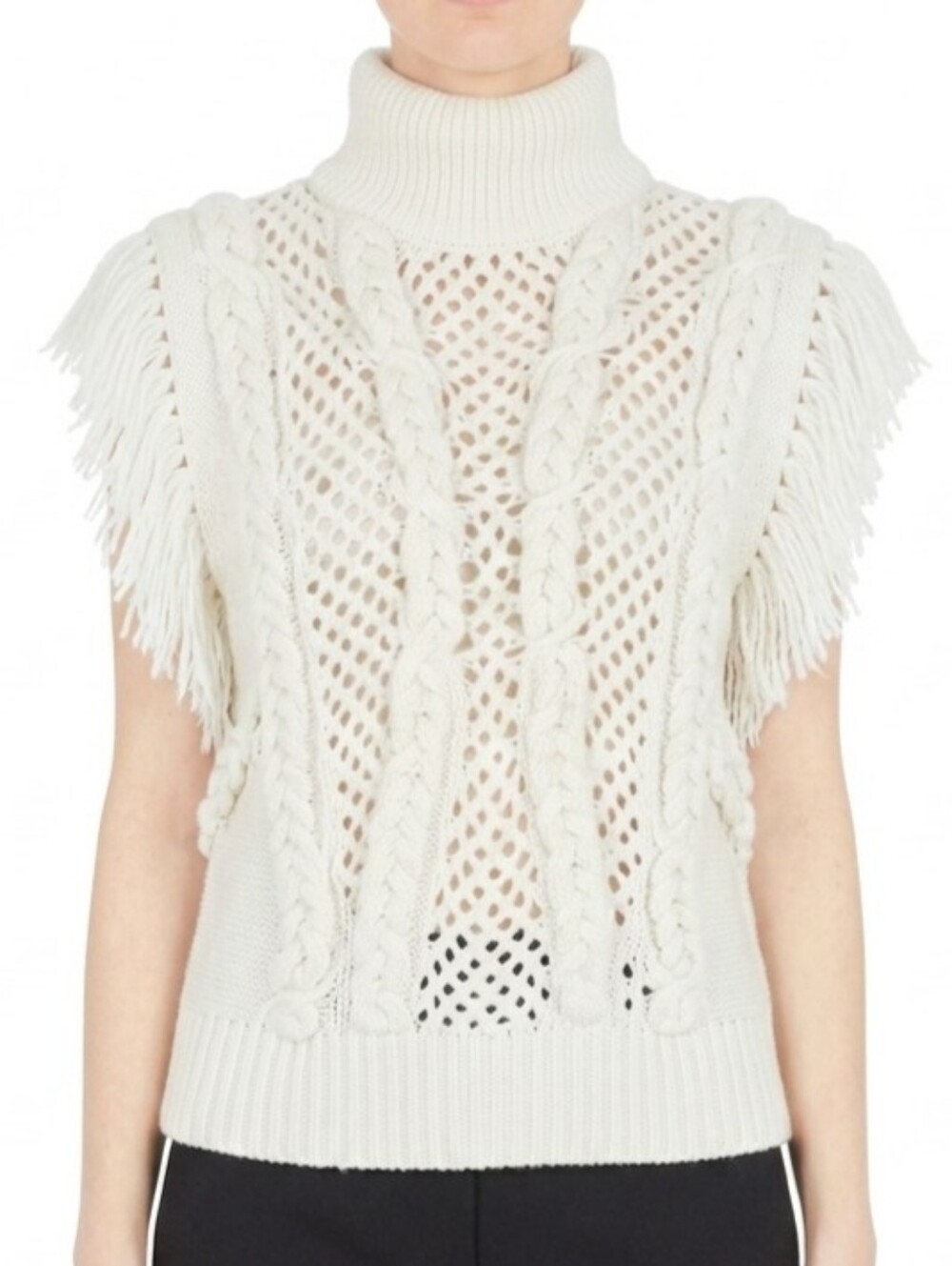 SASS & BIDE Mojo Kiki Fringe Cable Knit Pullover Sweater Vest